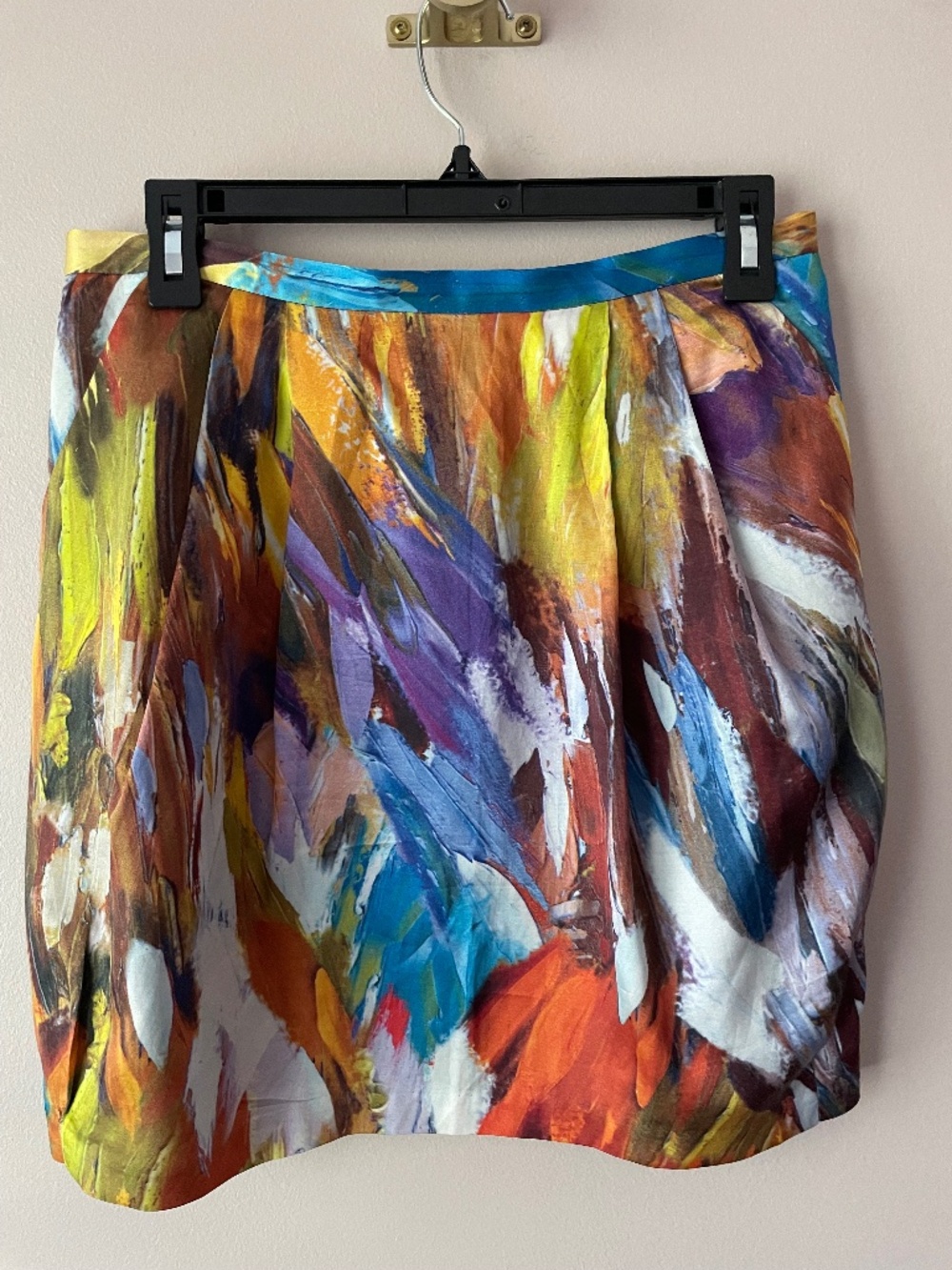 Cluny Cotton Silk Mini Skirt Abstract Print High Waist Side Pockets size 10